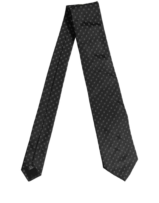 Black Geometric Circle Adjustable Necktie Accessory Tie