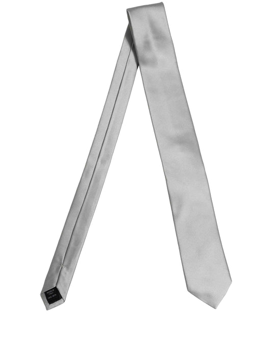Gray Satin 100% Silk Adjustable Tied Men Necktie Tie