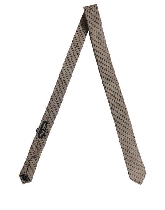 Brown Patterned Wool Adjustable Necktie Men Accessory Tie