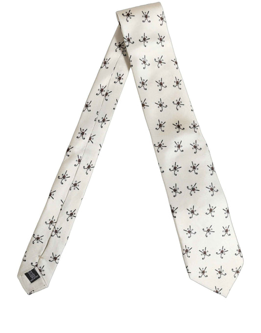 Off White Printed Silk Adjustable Necktie Accessory Tie