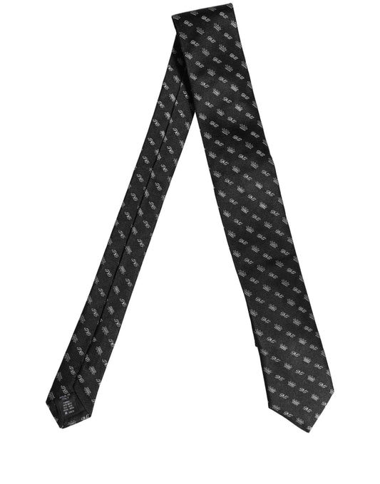 Black White DG Crown Adjustable Men Necktie Accessory Tie