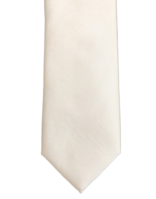 Cream Satin 100% Silk Adjustable Tied Men Necktie Tie