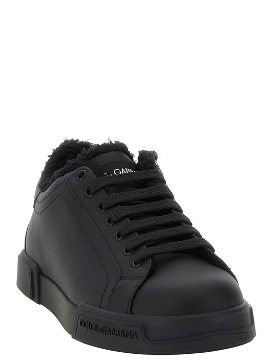 Black Calfskin Low Top Sneakers