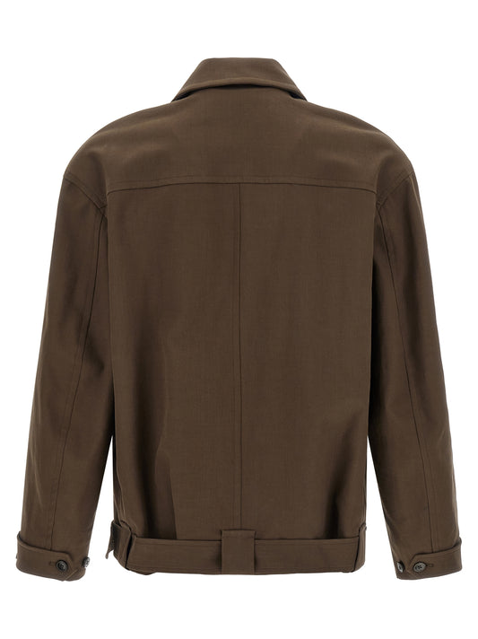 Brown Cotton Full-Length Jacket