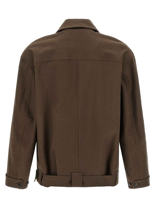 Brown Cotton Full-Length Jacket