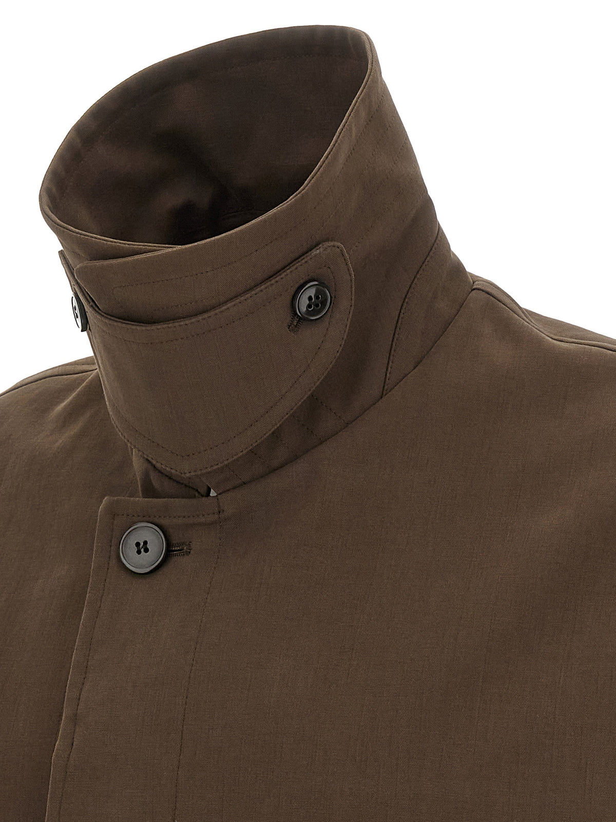 Brown Cotton Full-Length Jacket