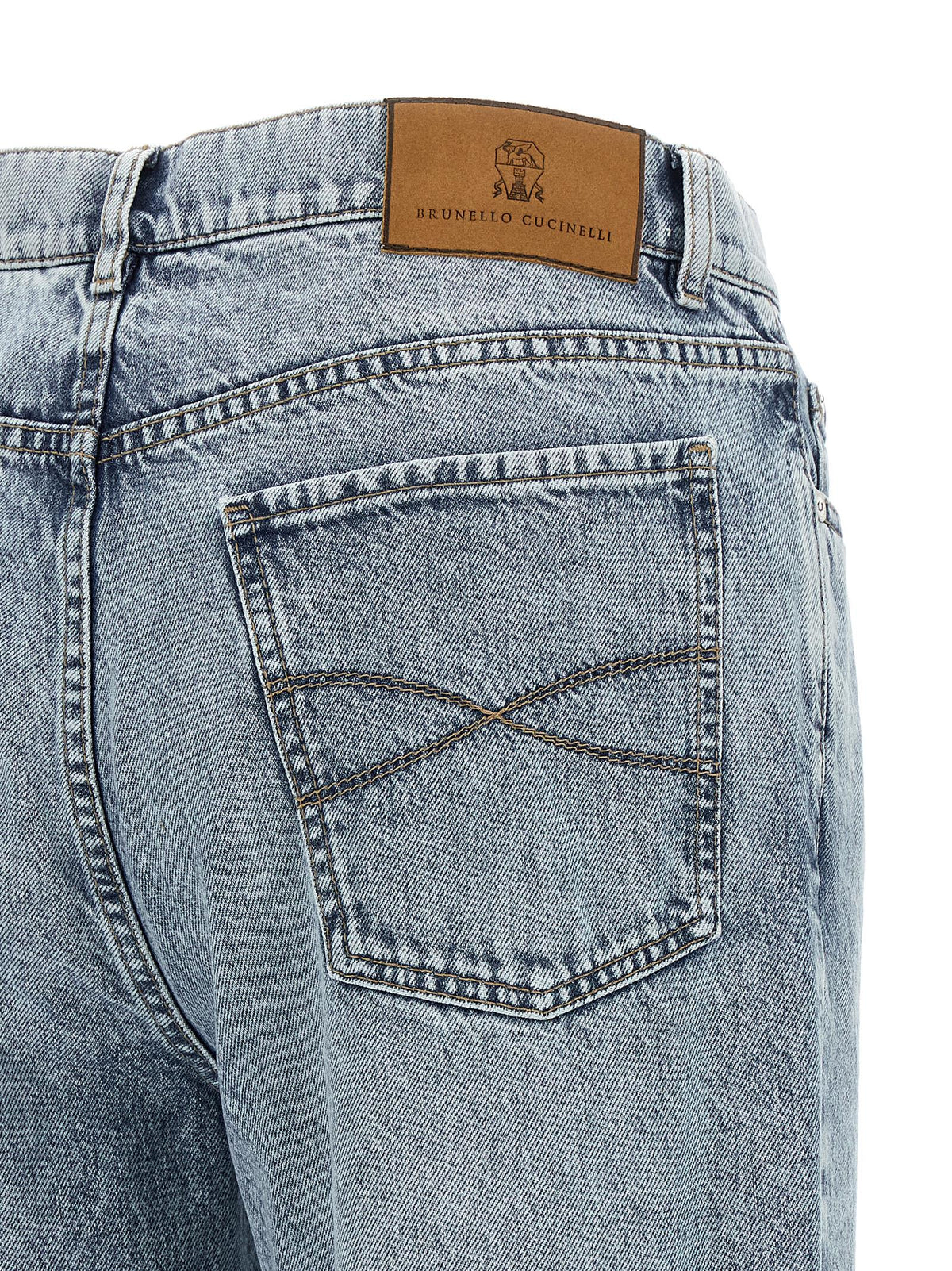 Blue Cotton High-Waisted Jean