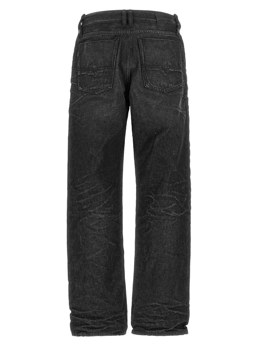 Gray Cotton Straight-Leg Jeans