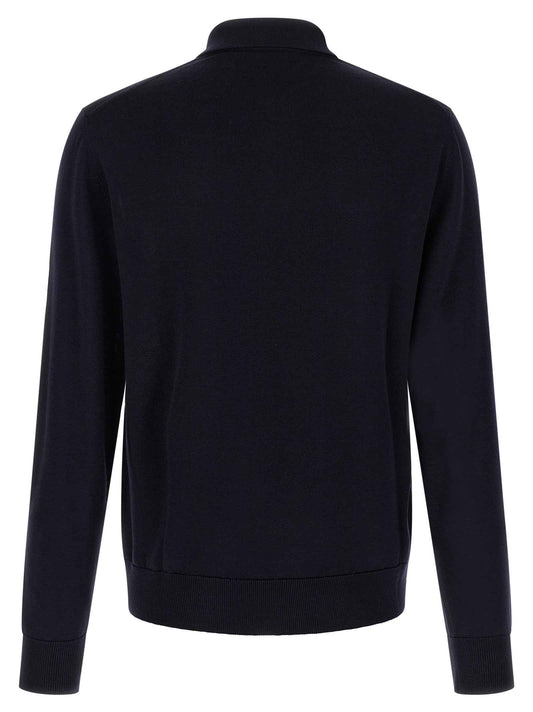 Blue Virgin Wool Polo Shirt