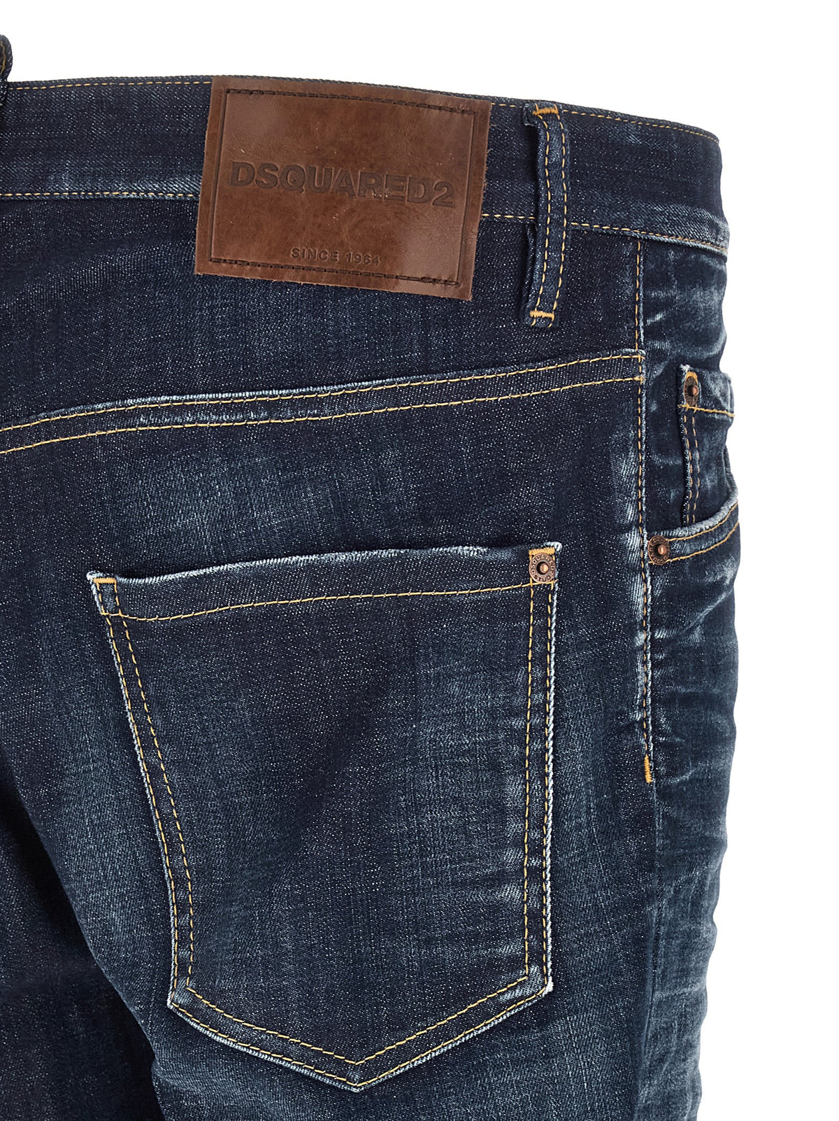 Blue Cotton Straight-Leg Jeans