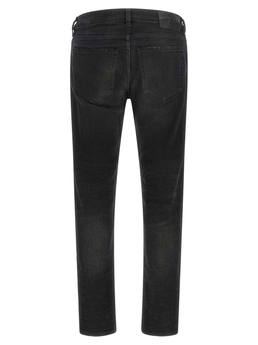 Black Cotton Tapered Jeans