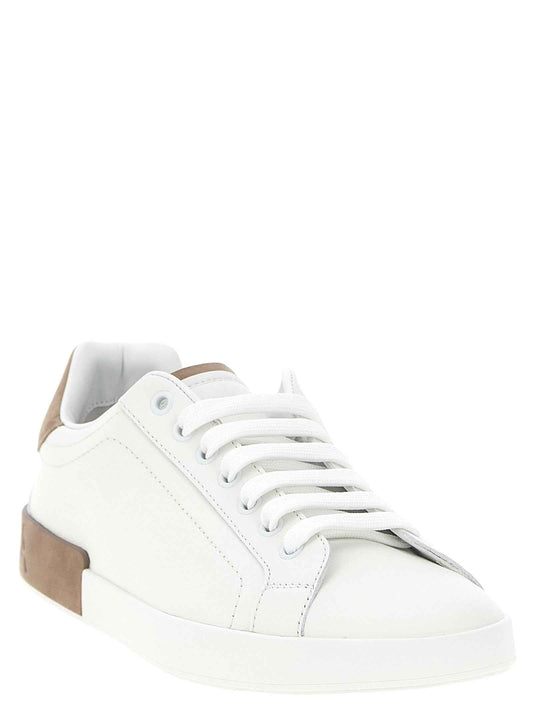 Beige Calfskin Low Top Sneakers