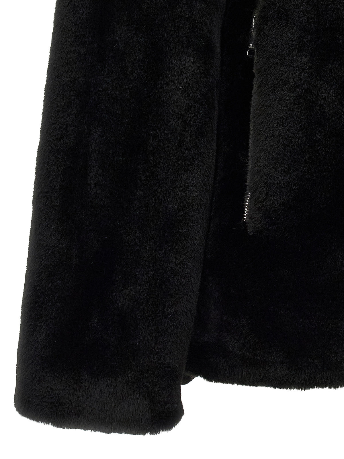 Black Polyester Full-Length Jacket