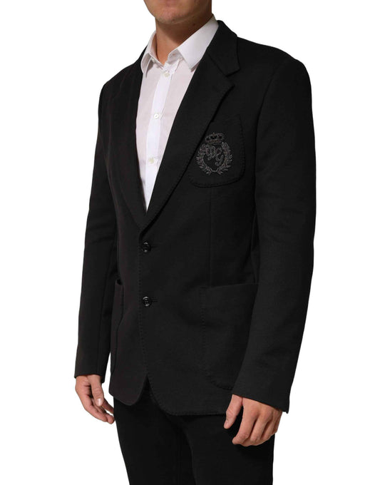 Black Embroidered Single Breasted Jacket