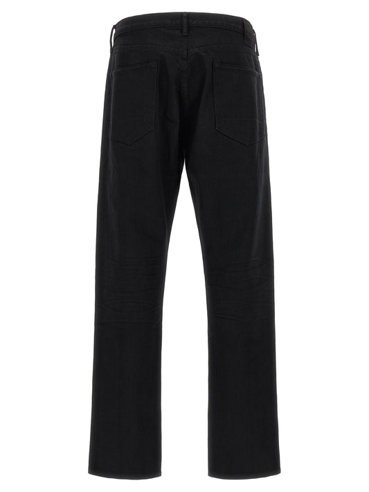 Black Cotton Straight-Leg Jeans