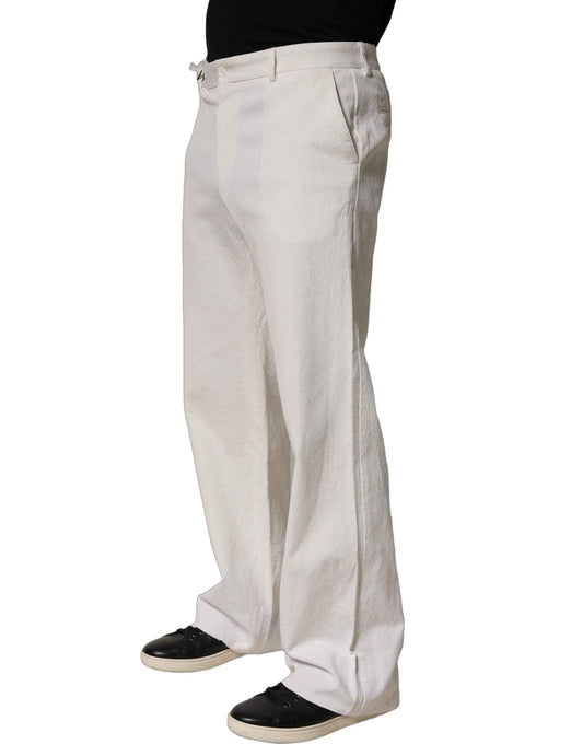 White Cotton StraightLeg Casual Trouser Pants