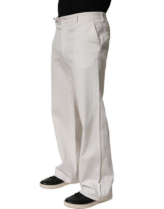 White Cotton StraightLeg Casual Trouser Pants