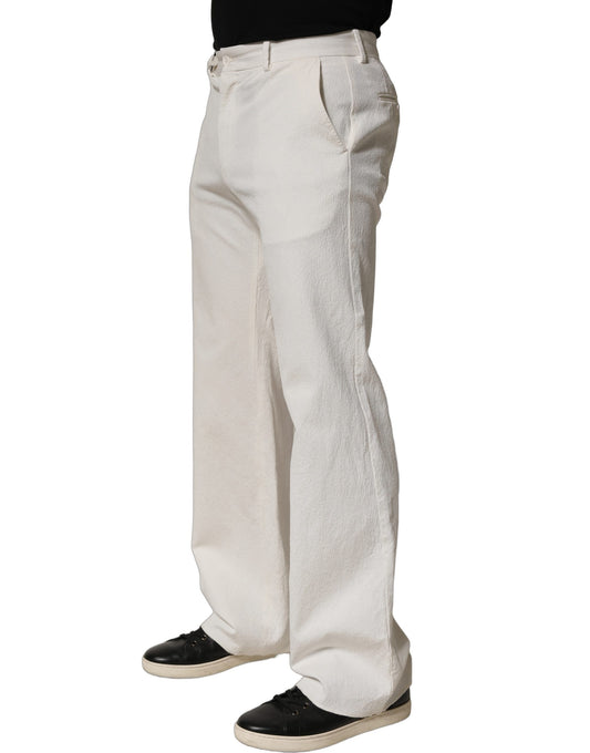 White Cotton StraightLeg Casual Trouser Pants