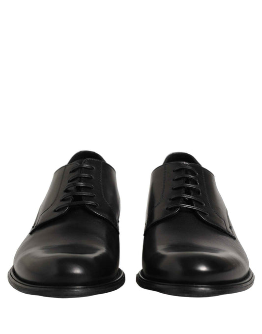 Black Calfskin Leather Derby Men Dress Shoes