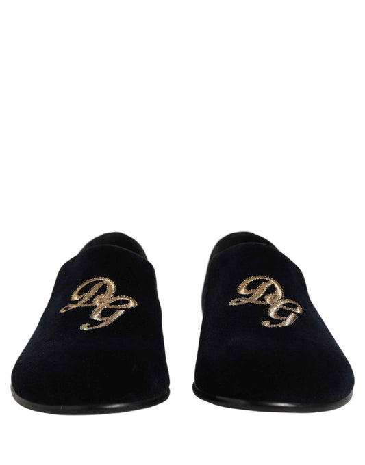 Black Suede DG Logo Slippers Men Loafers Shoes