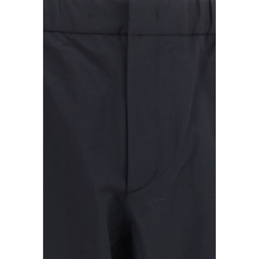 Black Nylon Casual Pants