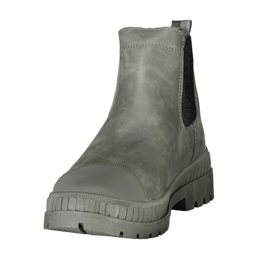 Gray Polyester Ankle Boots