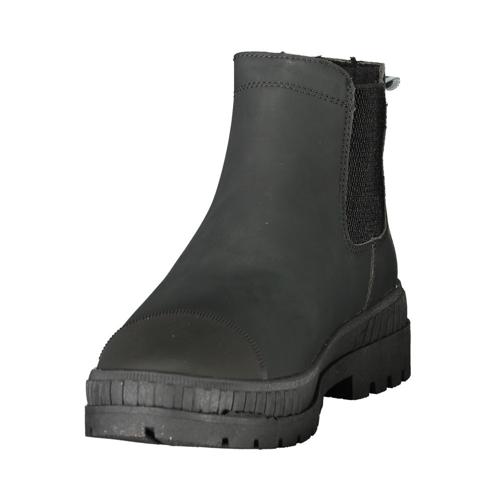 Black Polyester Ankle Boots