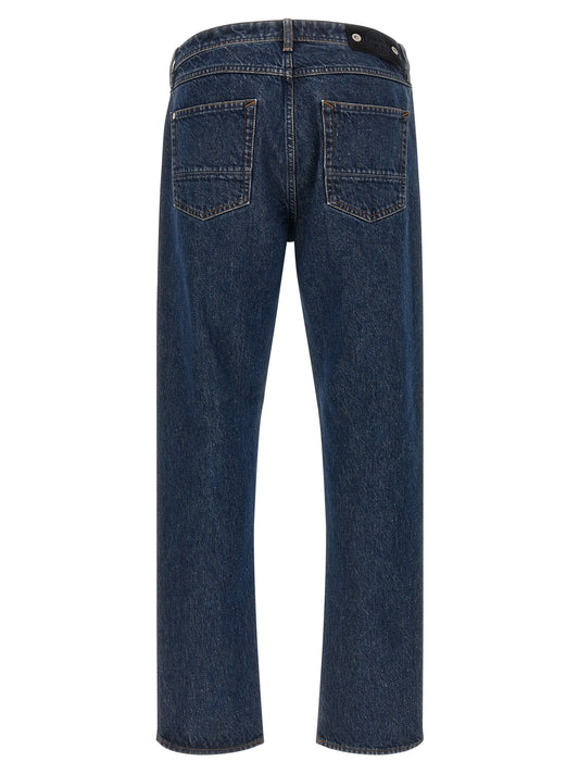 Blue Cotton Straight-Leg Jeans