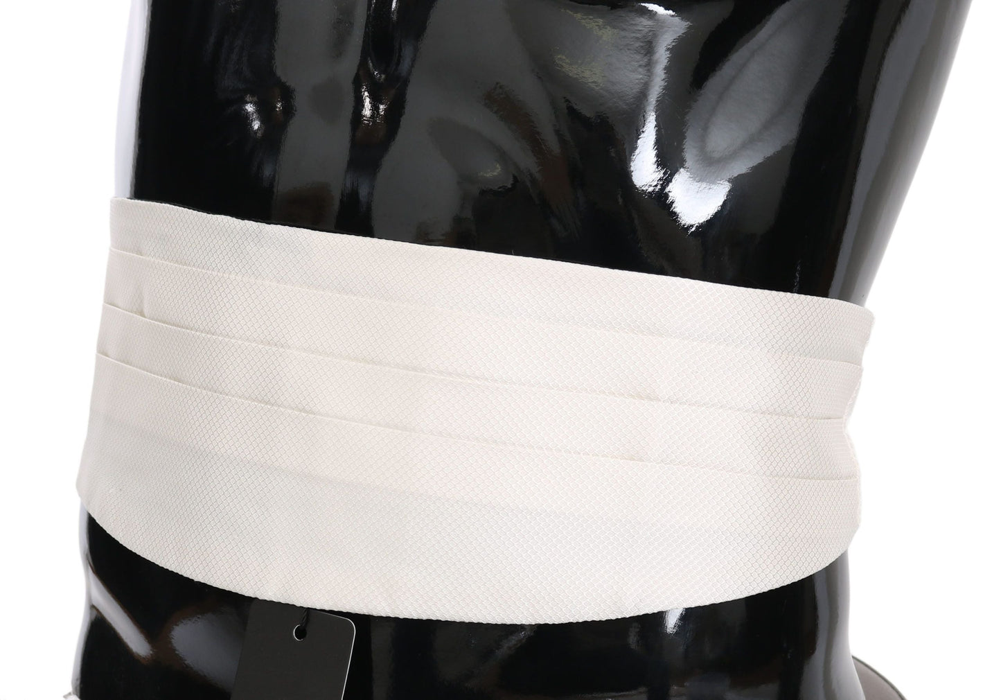 White Men Waist Belt 100% Silk Cummerbund Dolce & Gabbana