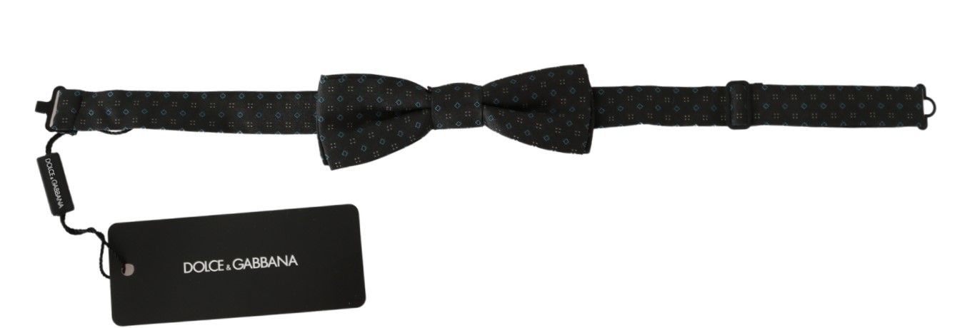 Gray Patterned Mens Necktie Papillon 100% Silk Bow Tie Dolce & Gabbana
