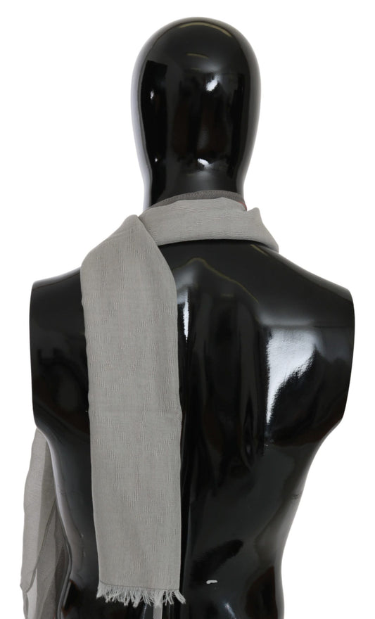 Gray Fringe Neck Wrap Cotton Scarf Costume National