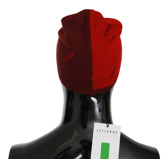Red Wool Blend Branded Beanie Hat Costume National