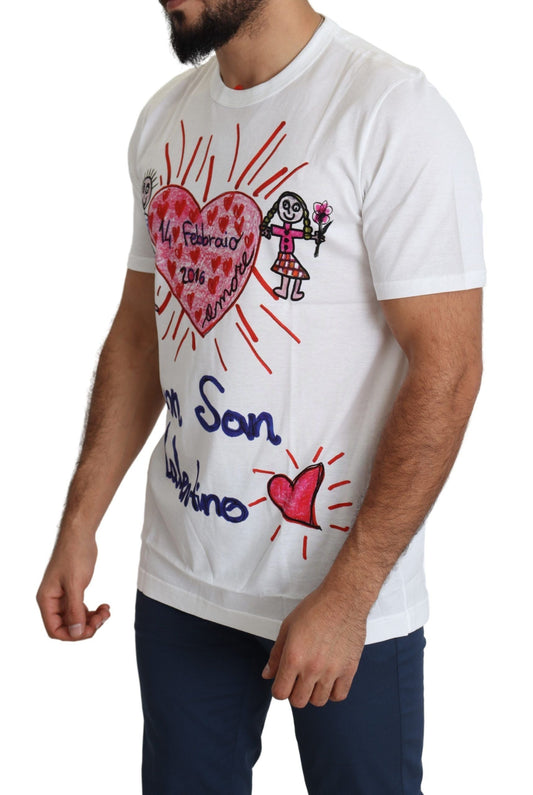 White Saint Valentine Hearts Print Men T-shirt Dolce & Gabbana