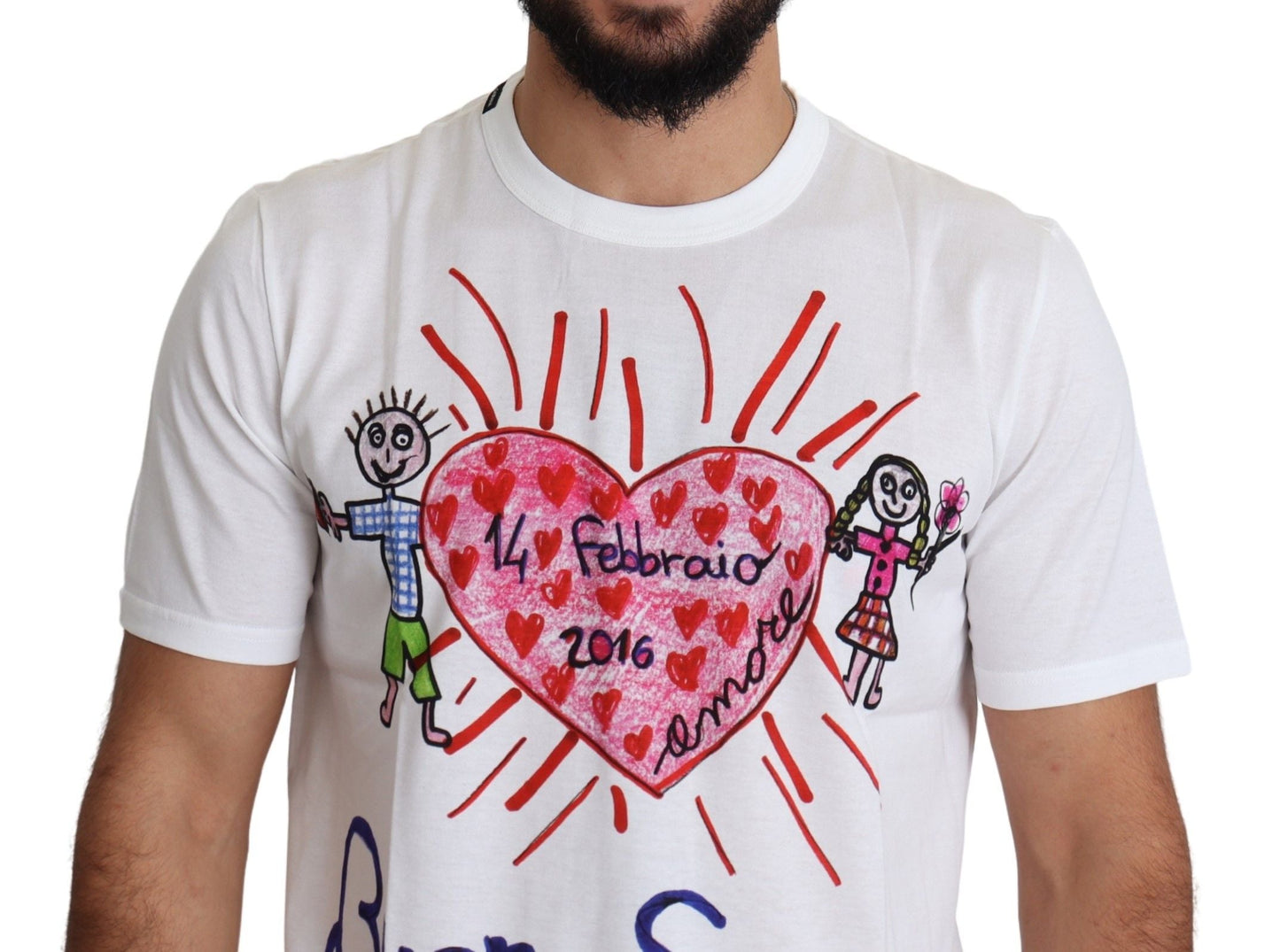 White Saint Valentine Hearts Print Men T-shirt Dolce & Gabbana