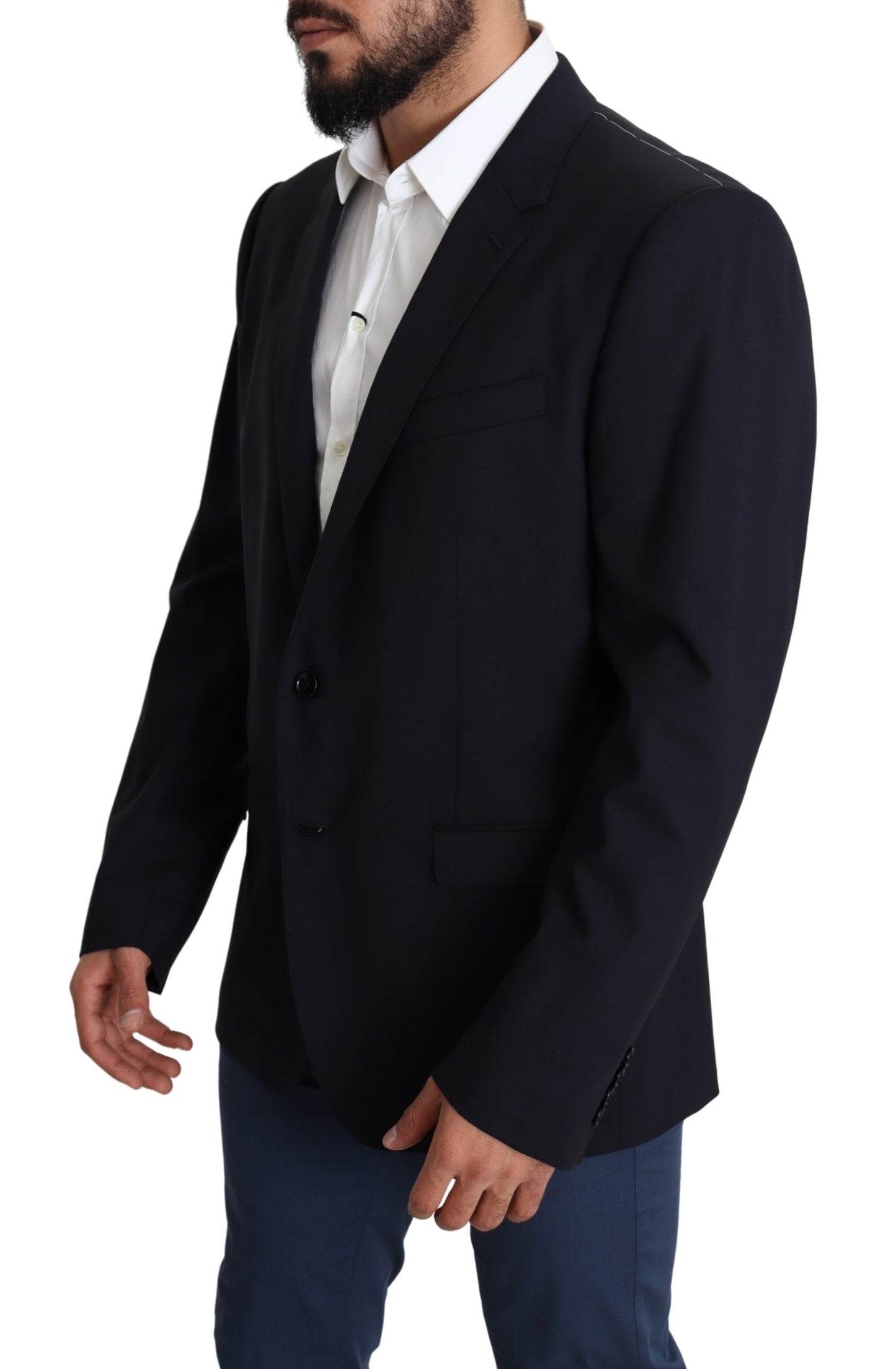 Black Wool Stretch Men Coat MARTINI Blazer Dolce & Gabbana