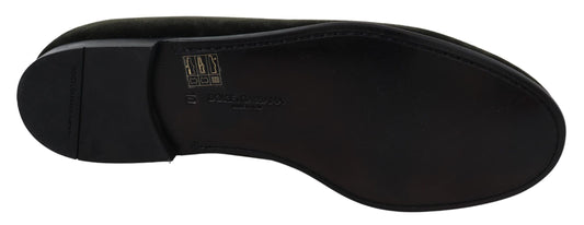 Green Velvet Slip On Mens Loafers Shoes Dolce & Gabbana