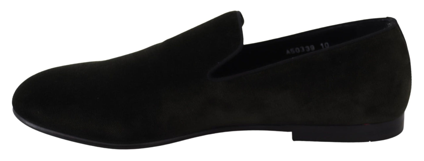 Green Velvet Slip On Mens Loafers Shoes Dolce & Gabbana