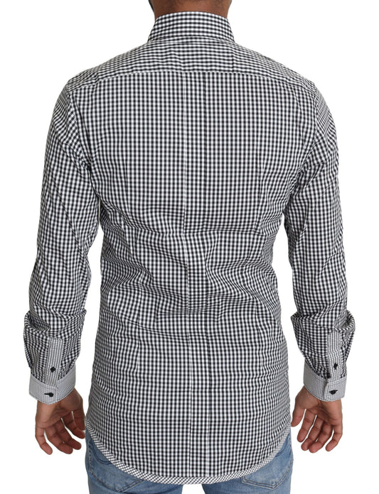 Black White Checkered Casual Shirt Dolce & Gabbana