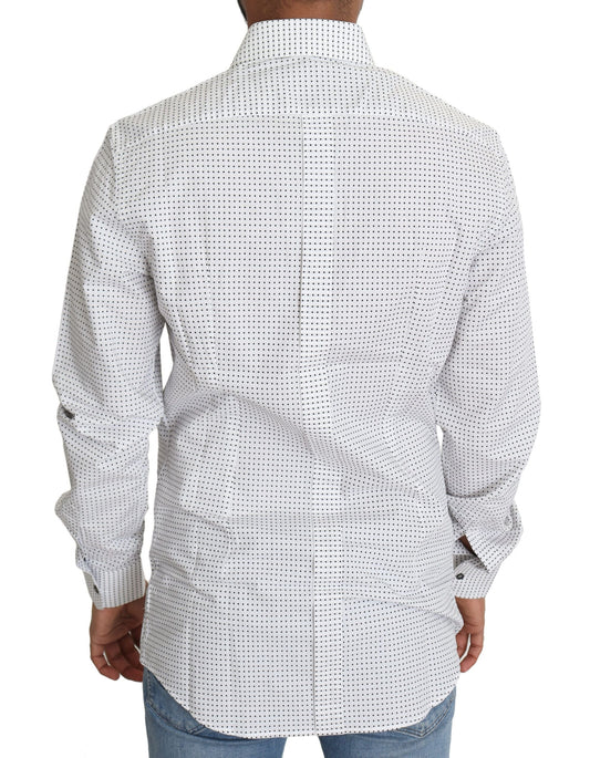 Black White Polka Dots Dress Shirt Dolce & Gabbana