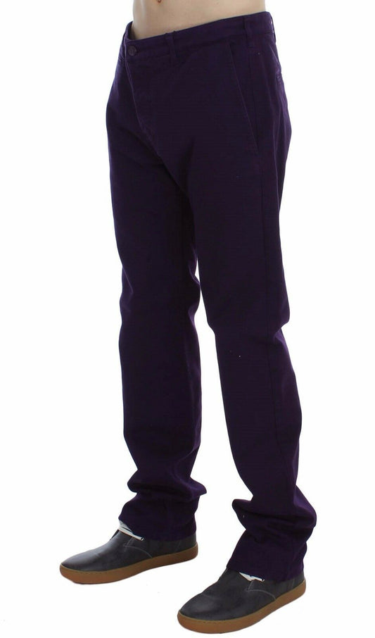Purple Cotton Stretch Purple Fit Pants GF Ferre