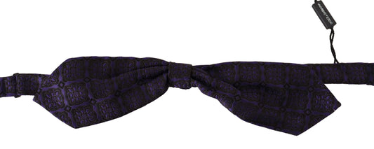 Blue Geometric Silk Adjustable Neck Papillon Tie