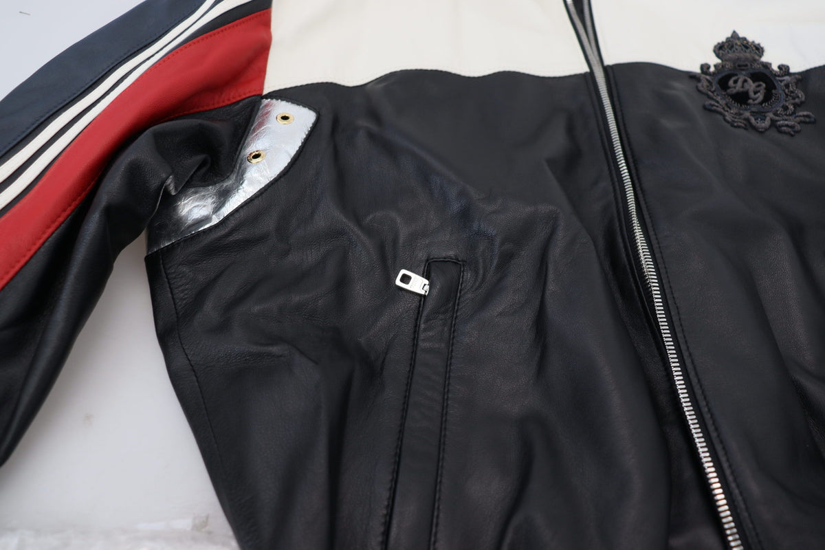 Black Leather Hooded Blouson Coat Jacket