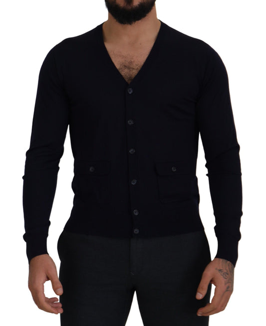 Blue Wool STAFF Down Cardigan Sweater