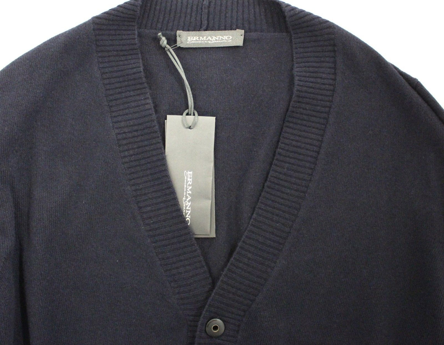 Blue Wool Cashmere Cardigan Pullover Sweater Ermanno Scervino