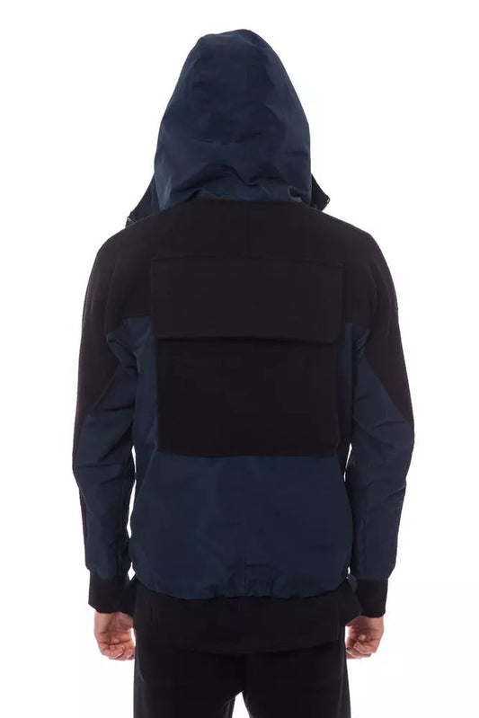 Black Wool Men Jacket with Hood and Pockets Nicolo Tonetto