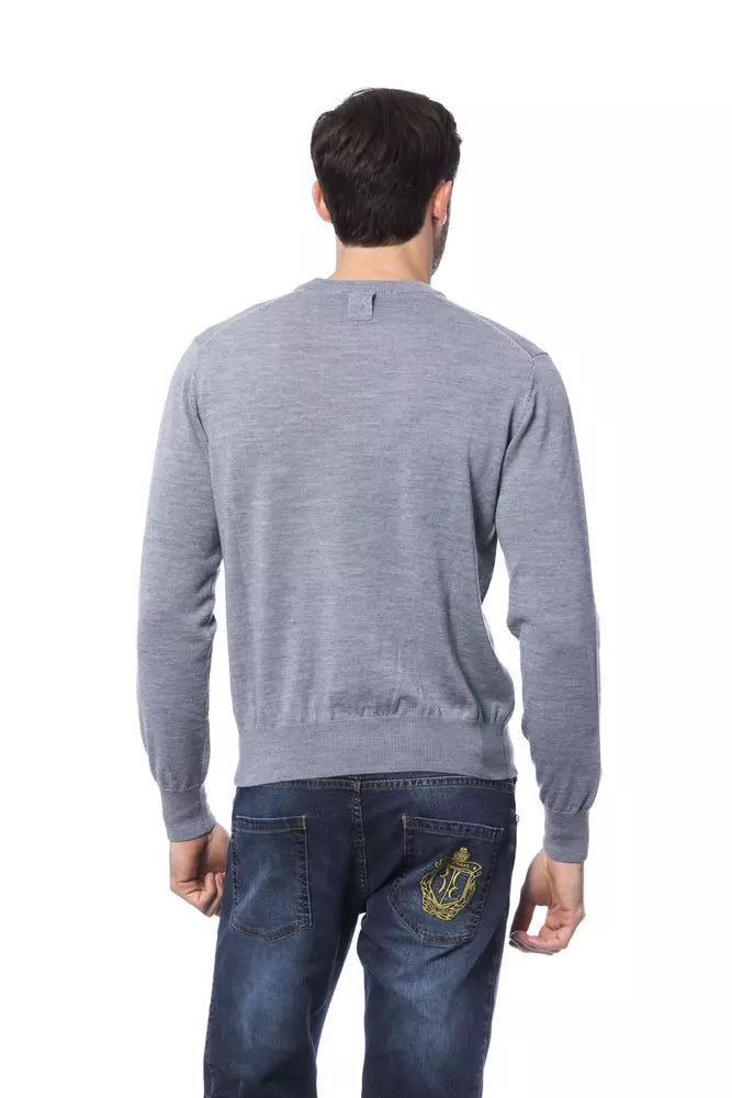 Gray Merino Wool Men Sweater Billionaire Italian Couture