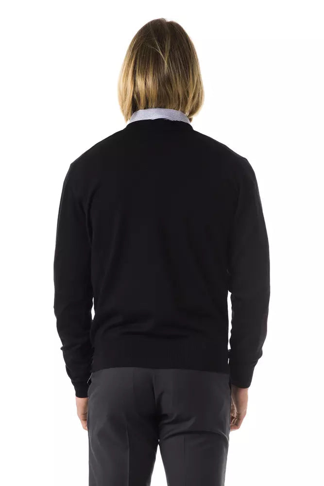 Black Merino Wool Men Sweater Uominitaliani