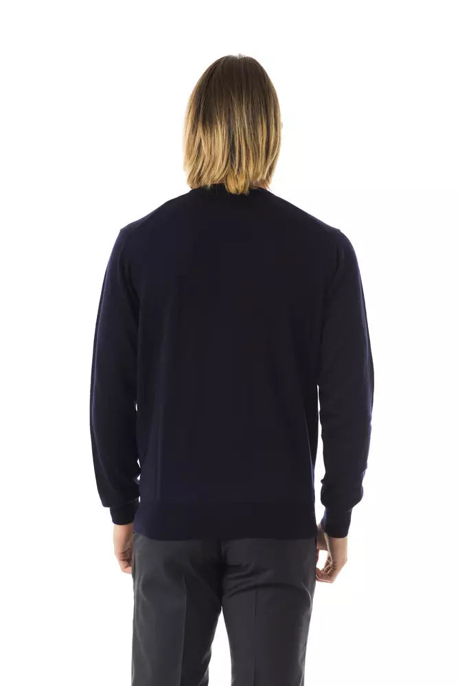 Blue Merino Wool Men Sweater Uominitaliani