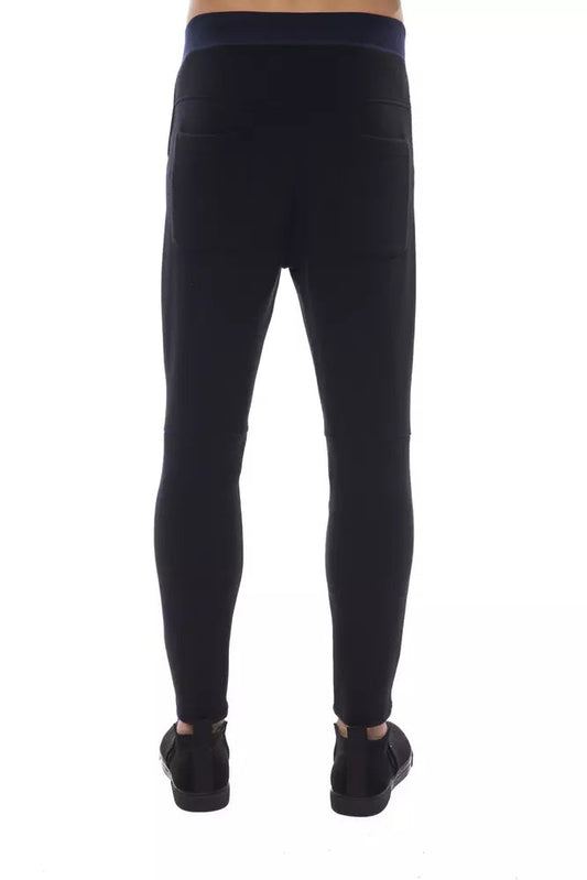 Black Viscose Men Pants Nicolo Tonetto