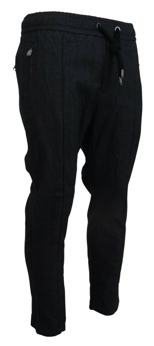 Grey Cotton Tapered Cotton Pants